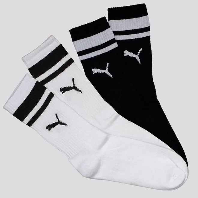 Kit Meia Cano Longo Puma Heritage - 4 Pares - Unissex - Foto 1