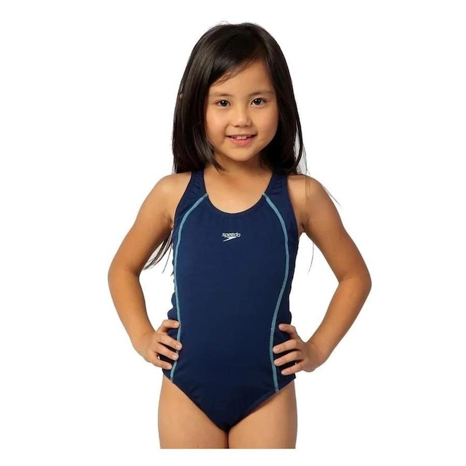 Maiô Infantil Speedo Acqua Basic Azul Marinho - Foto 1