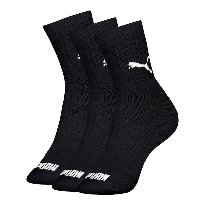 Kit Meias Puma Cano Médio Esportiva - 3 Pares - Feminina - Foto 1