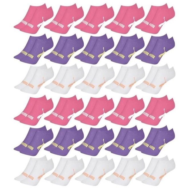 Kit Meia Sapatilha Puma Esportiva - 30 Pares - Feminino - Foto 1