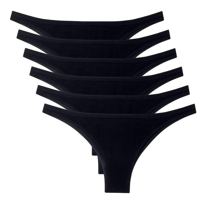 Kit 6 Calcinhas Tanga She Microfibra Sem Costura - Adulto - Foto 1