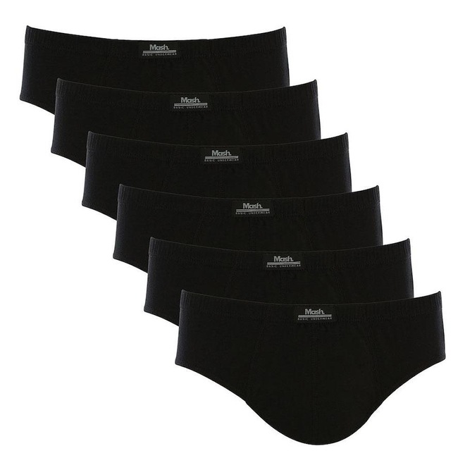 Kit 6 Cuecas Slip Algodão Lisa Mash - Adulto - Foto 1