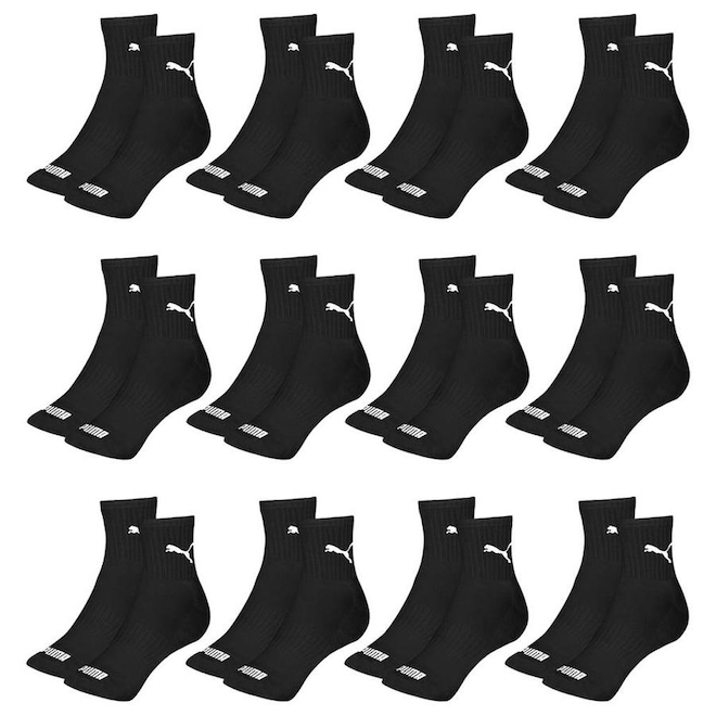 Kit Meia Cano Médio Puma Esportiva - 12 Pares - Feminino - Foto 1