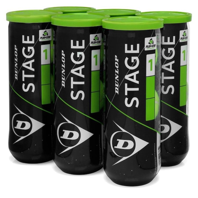 Bola de Tênis Dunlop Stage 1 - Pack com 06 Tubos - Foto 1