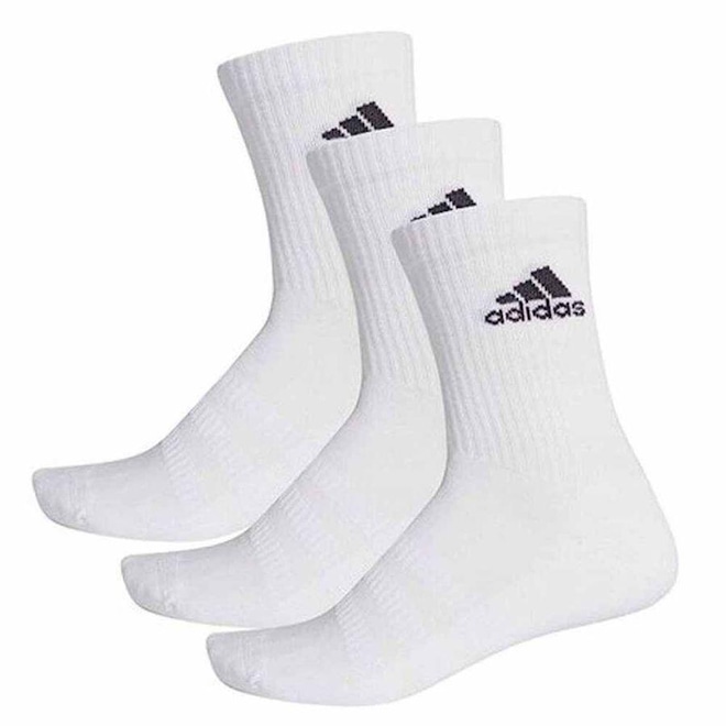 Kit Meia adidas Cano Alto Amortecida - 3 Pares - Unissex - Foto 1