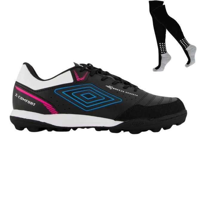 Chuteira Society Umbro X-Comfort + Meião - Adulto - Foto 1