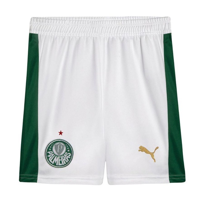 Calção Palmeiras I 24/25 Puma Home Torcedor Infantil - Branca - Puma - Foto 1