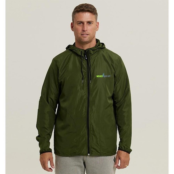 Jaqueta Corta Vento com Capuz WSS Brasil Impermeável Never Give Up! - Masculina - Foto 1