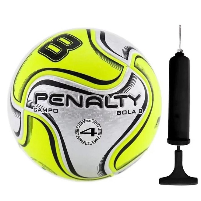 Bola de Futebol de Campo Penalty 8 Xxiv + Bomba de Ar - Infantil - Foto 1