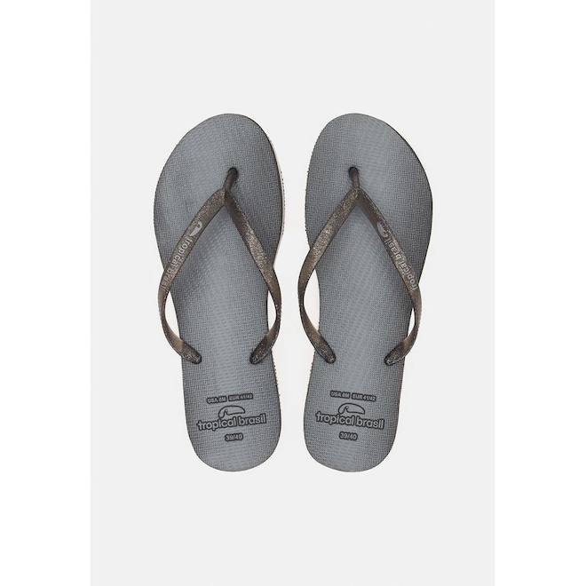 Chinelo Tropical Brasil Flatform Perolado Fumê com Glitter - Feminino - Foto 1
