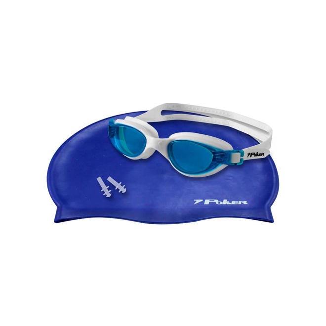 Kit para Natação Poker: Óculos + Touca +Protetor Ouvido Navagio - Adulto - Foto 1
