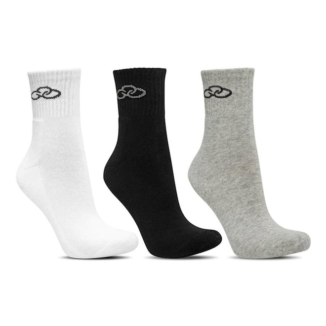 Meia Cano Médio Olympikus - 3 Pares - Feminina - Foto 1