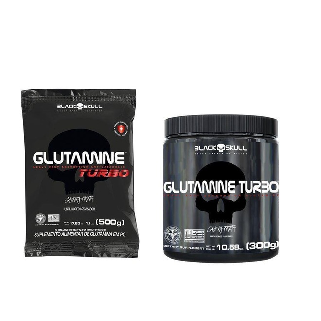 Kit Glutamine Black Skull Turbo + Refil - Foto 1