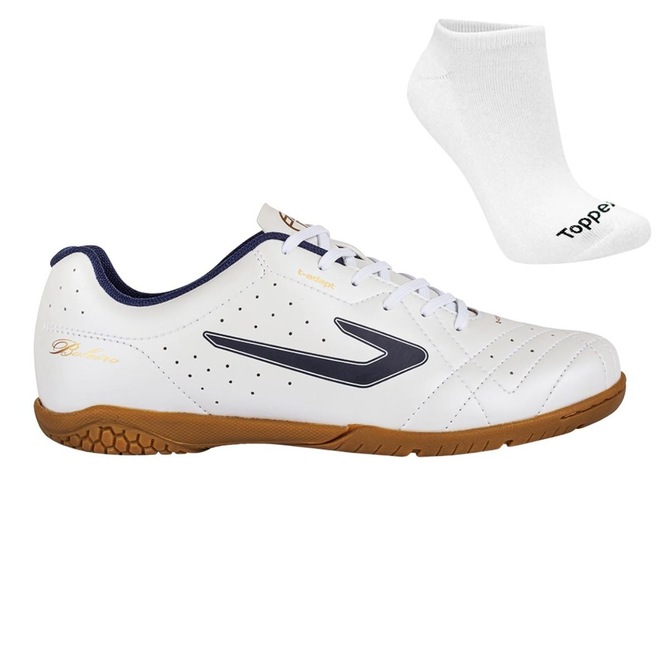 Kit Chuteira Futsal Topper Boleiro V + Meia Sapatilha - Adulto - Foto 1