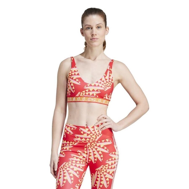 Top Fitness adidas Farm Rio Suporte Médio - Feminino - Foto 1