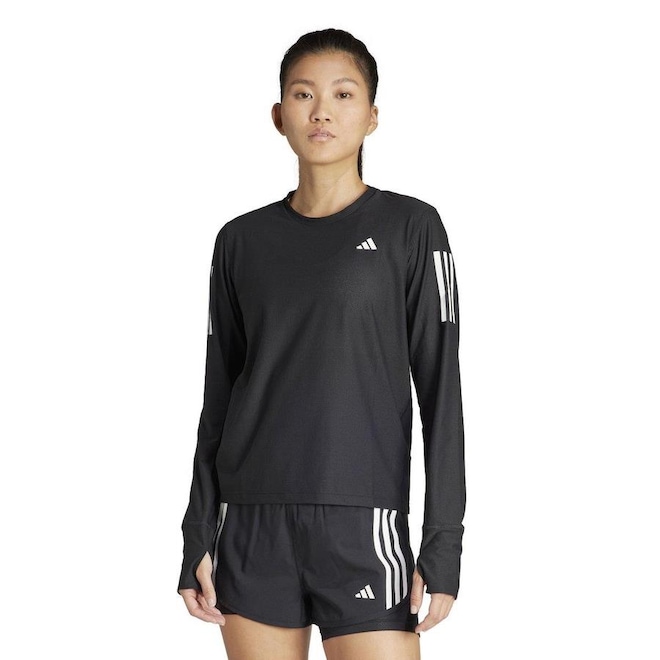 Camiseta Manga Longa Adidas Own The Run - Feminina - Foto 1