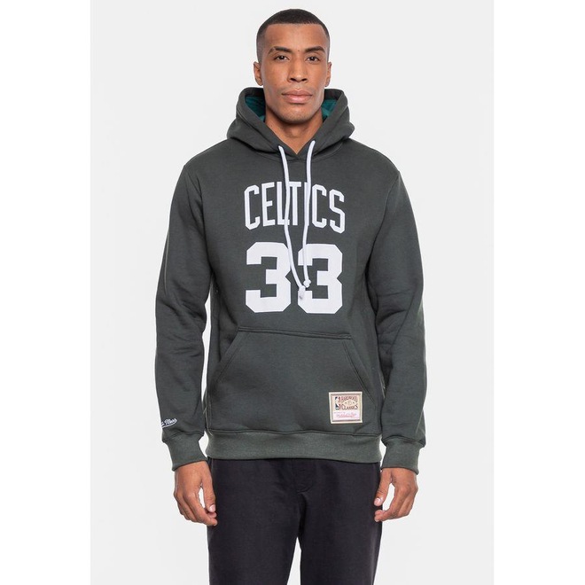 Blusão De Moletom Com Capuz Mitchell & Ness Boston Celtics Larry Bird Militar Galapagos - Masculino - Foto 1