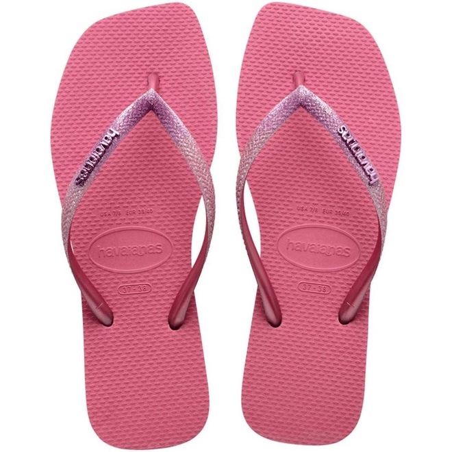 Chinelo Havaianas Slim Square Glitter - Feminino - Foto 1