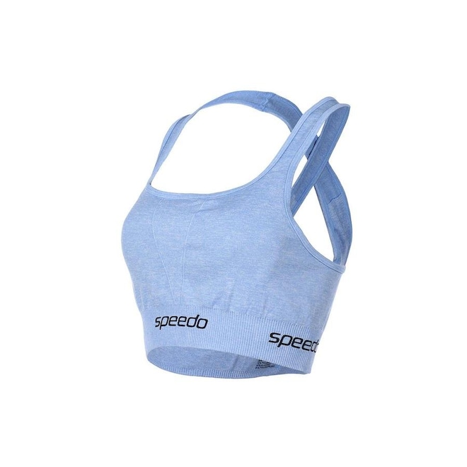 Top Duplo De Alça Cruzada Rajado Speedo - Azul Claro Preto - Foto 1