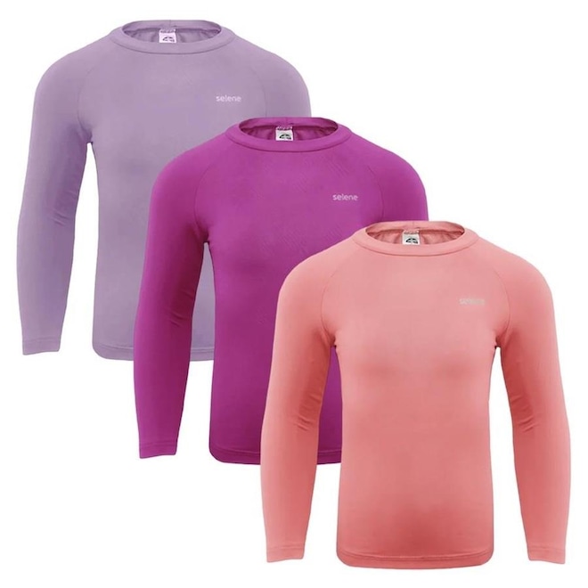 Kit 3 Camisas Térmicas Selene Proteção UV50+ - Infantil - Foto 1