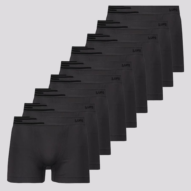Kit Cuecas Boxer Lupo Microfibra sem Costura com 9 Unidades - Adulto - Foto 1