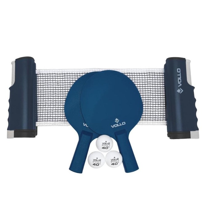 Kit de Tênis de Mesa Vollo 02 Raquetes 03 Bolinhas e Poste Retrátil - Foto 1