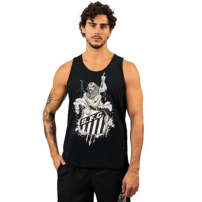 Camiseta Regata do Santos Surf Center Oficial Netuno - Masculina - Foto 1