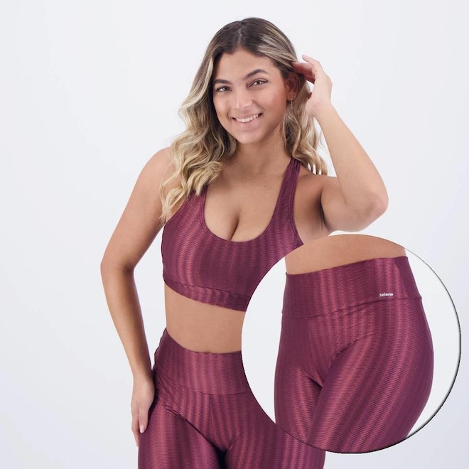Conjunto Selene Top com Bojo + Calça Legging 3D - Feminino - Foto 1