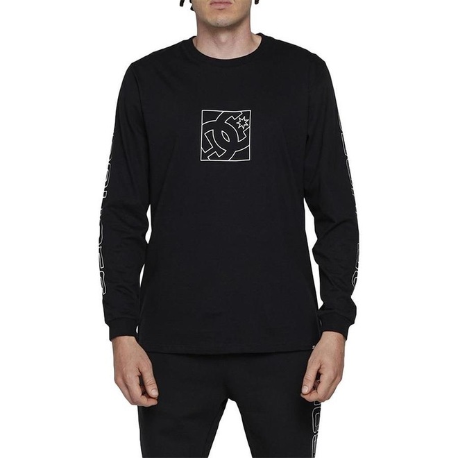 Camiseta Dc Shoes Manga Longa Static Outine Star Wt24 Preto - Foto 1