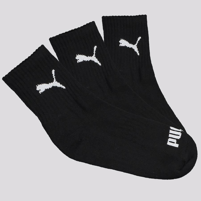 Kit Meias Cano Médio Puma com 3 Pares - Feminina - Foto 1