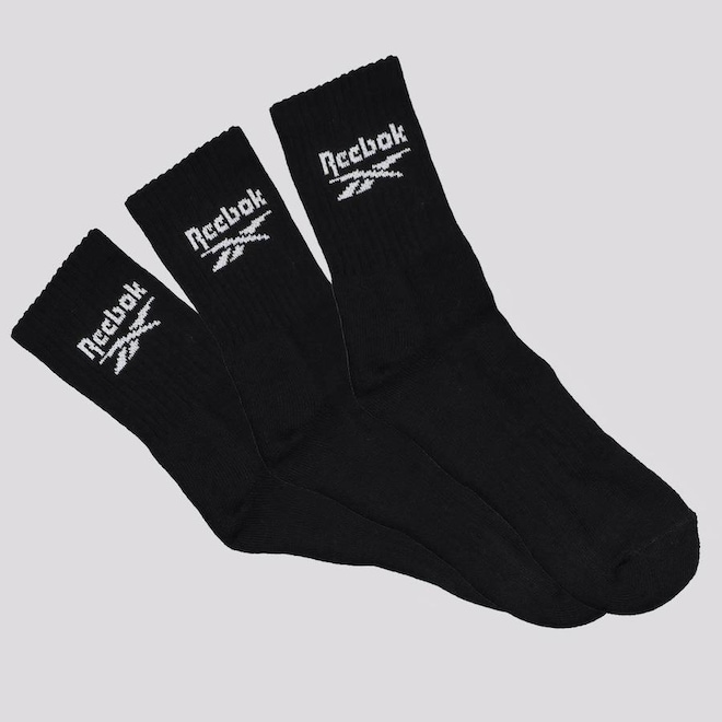 Kit Meias Cano Médio Reebok com 3 Pares - Adulto - Foto 1