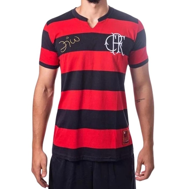 Camiseta do Flamengo Zico nº 10 Braziline - Masculina - Foto 1
