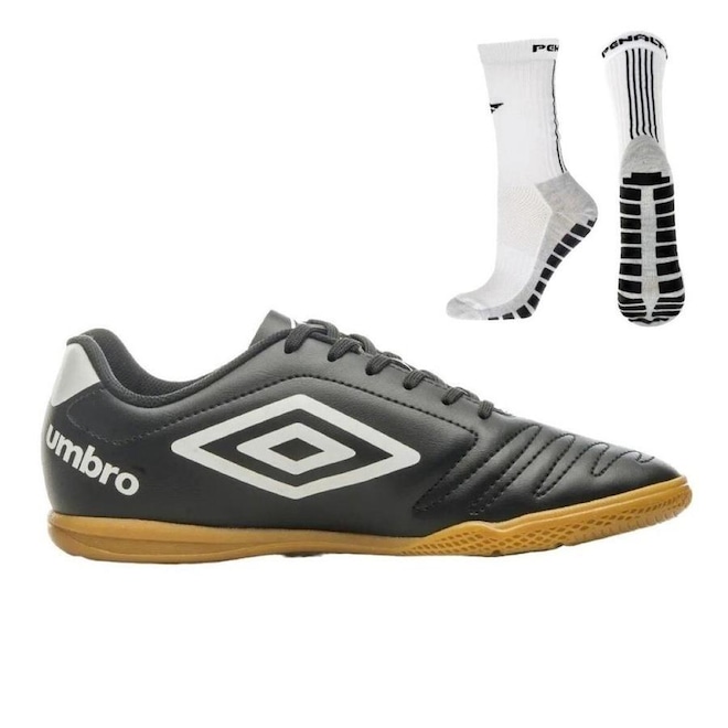 Chuteira Futsal Umbro Class Masculina + Meia Antiderrapante Branca - Foto 1