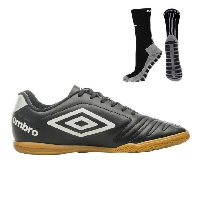 Chuteira Futsal Umbro Class Masculina + Meia Antiderrapante Preta - Foto 1