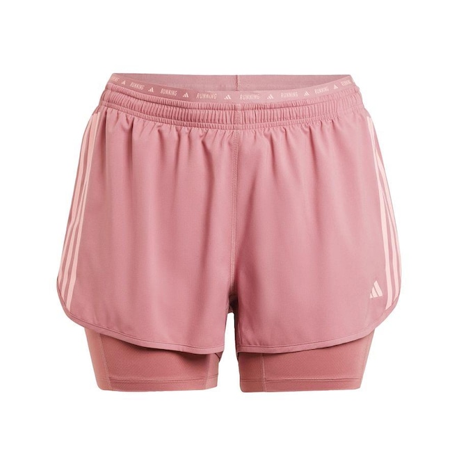 Shorts adidas 2 em 1 Own The Run Três Listras Plus Size - Feminino - Foto 1