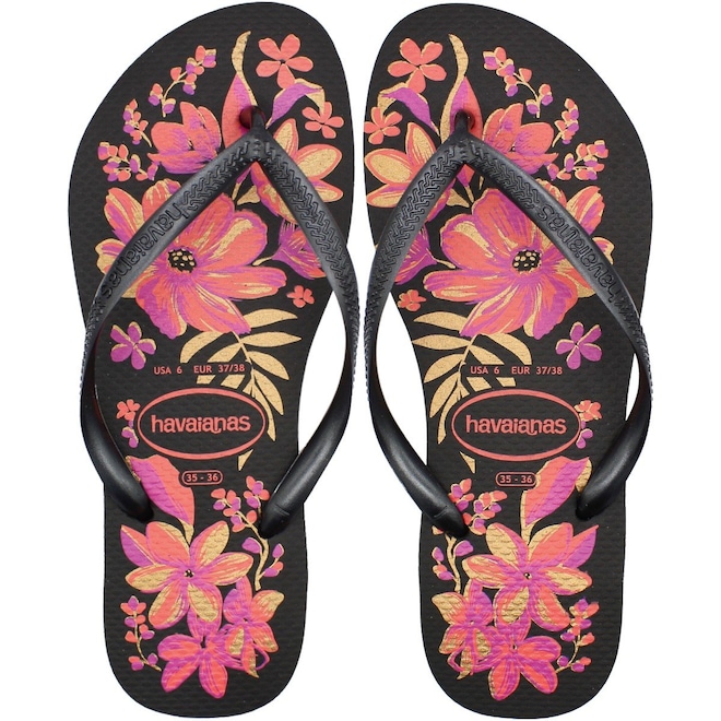 Chinelo de Dedo Havaianas Slim Organic 2 Floral - Feminino - Foto 1