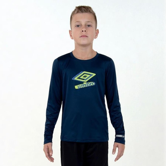 Camisa Manga Longa Umbro Basic Uv - Infantil - Foto 1
