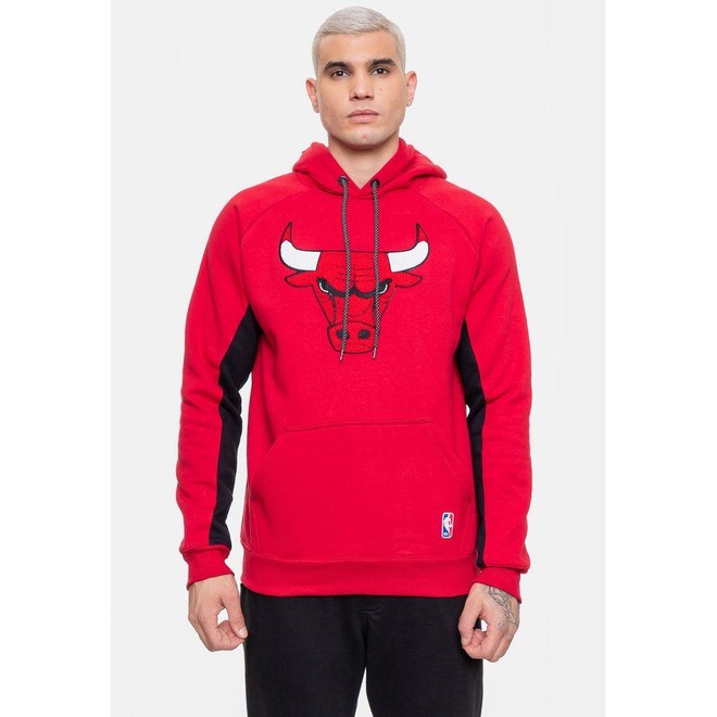 Blusão De Moletom Com Capuz NBA Chicago Bulls Rubro - Masculino - Foto 1
