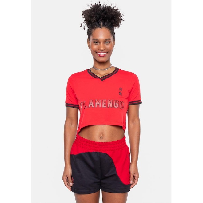 Blusa Cropped Starter Collab Flamengo Oficial - Feminina - Foto 1