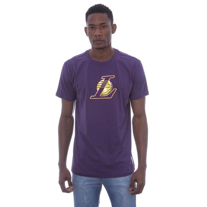 Camiseta Nba Estampada Vinil Los Angeles Lakers Casual - Masculina - Foto 1