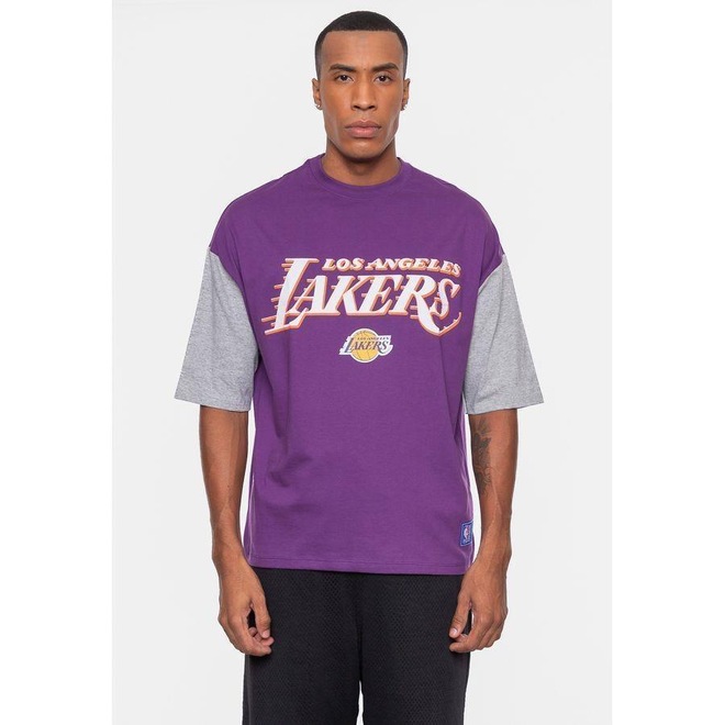 Camiseta NBA Oversized Vintage Los Angeles Lakers - Masculina - Foto 1