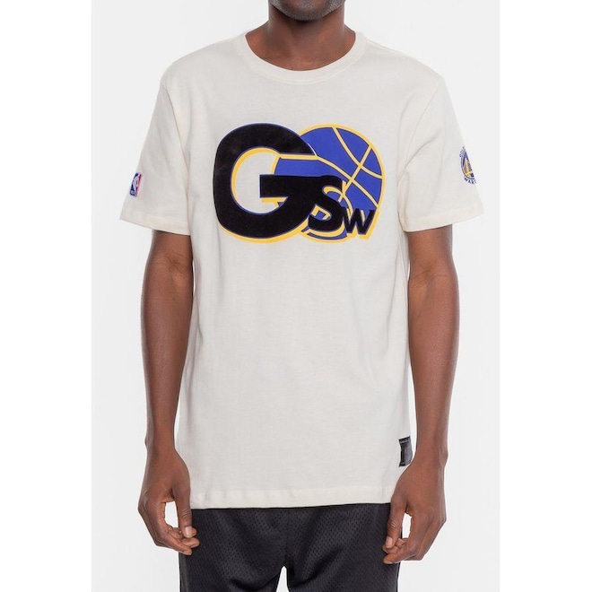Camiseta NBA Floco Golden Stante Warriors - Masculina - Foto 1