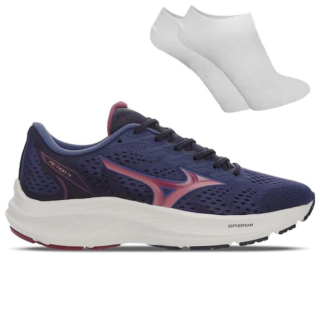 Kit Tênis Mizuno Action 4 - Feminino + Par De Meia - Foto 1