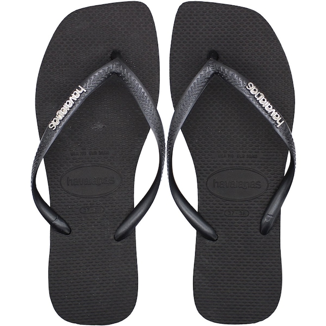 Chinelo Havaianas Slim Square Logo Metallic - Feminino - Foto 1