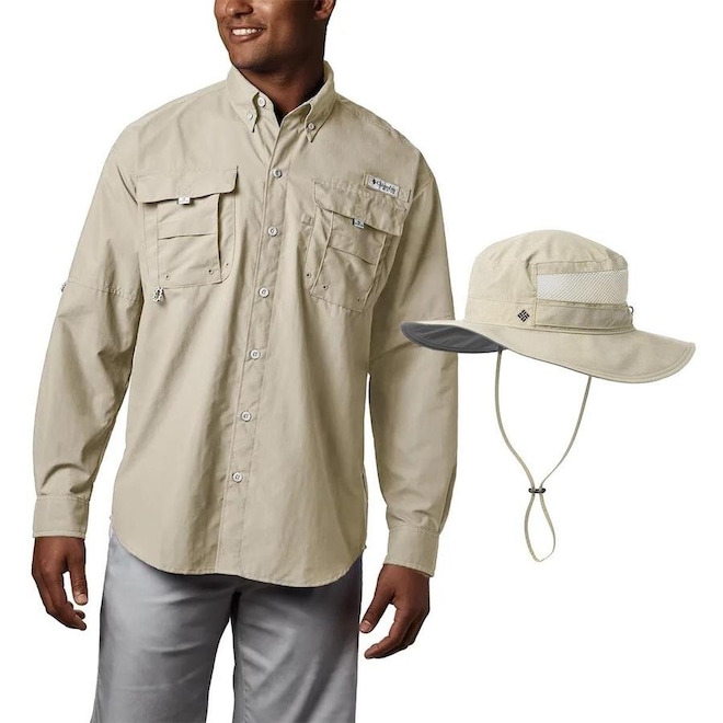 Camisa Manga Longa Columbia Bahamaii Fm7048 + Chapéu Columbia Bora Booney Ii - Masculina - Foto 1