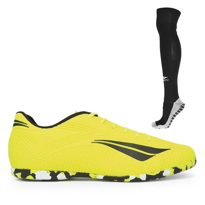 Chuteira Futsal Penalty Fúria Y-2 + Meião Penalty Fut Grip Antiderrapante - Adulto - Foto 1