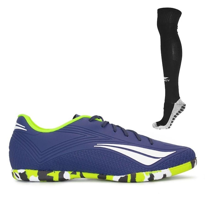 Chuteira Futsal Penalty Fúria Y-2 + Meião Penalty Fut Grip Antiderrapante - Adulto - Foto 1