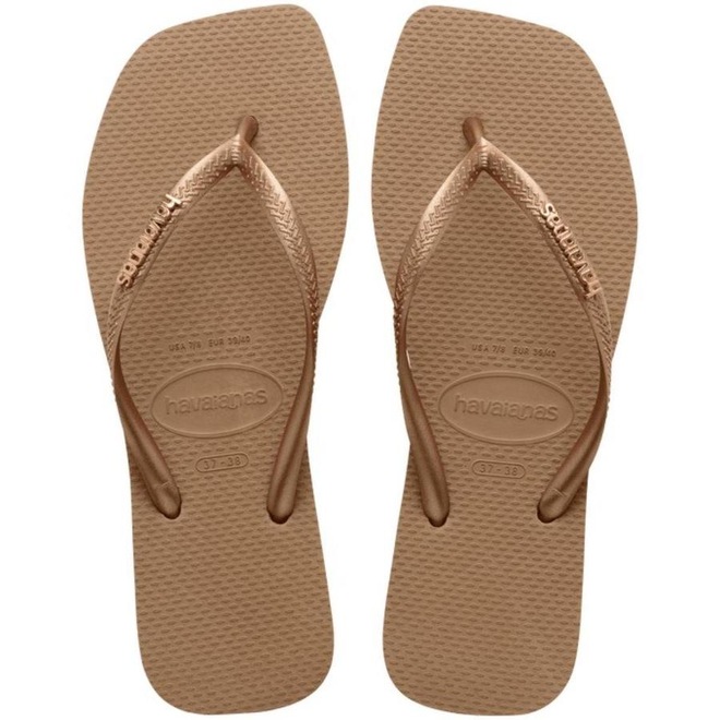 Chinelo Havaianas Slim Square Logo Metallic - Feminino - Foto 1