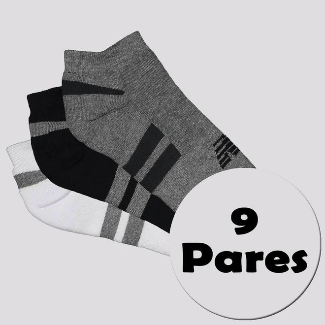 Kit Meia New Balance Cano Invísivel - 9 Pares - Unissex - Foto 1