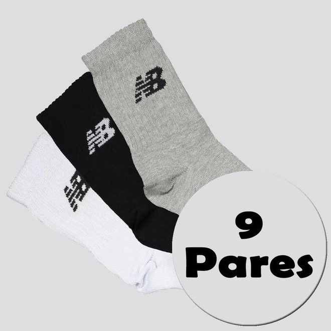 Kit Meia New Balance Cano Médio - 9 Pares - Feminino - Foto 1